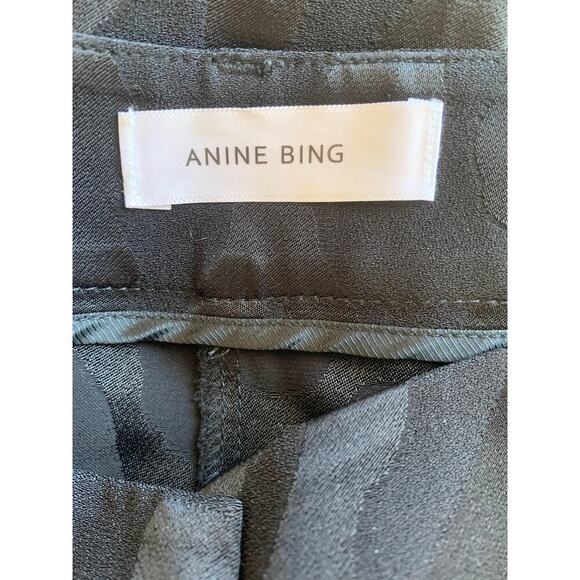 Anine Bing Leopard Pants Animal Print Black Size 36 Straight Leg Pockets Gothic - Picture 4 of 5